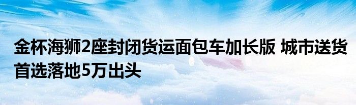 金杯海狮2座封闭货运面包车加长版 城市送货首选落地5万出头