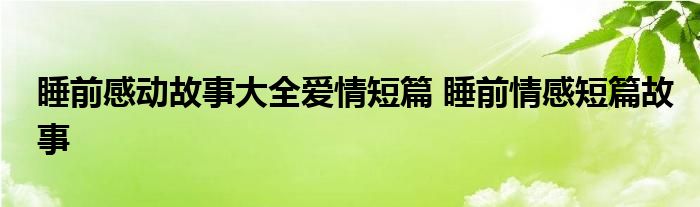 睡前感动故事大全爱情短篇 睡前情感短篇故事