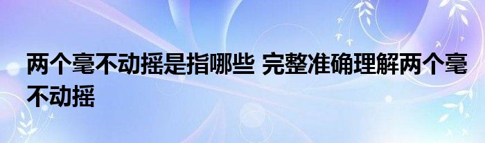 两个毫不动摇是指哪些 完整准确理解两个毫不动摇