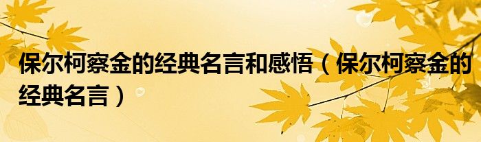 保尔柯察金的经典名言和感悟（保尔柯察金的经典名言）