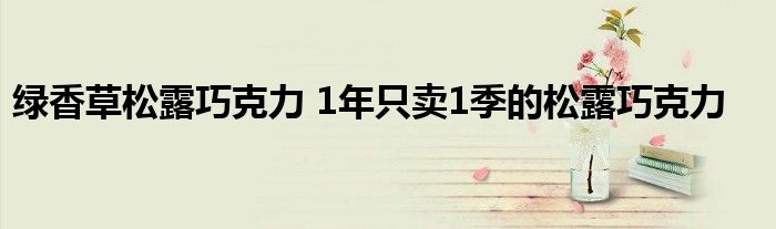 绿香草松露巧克力 1年只卖1季的松露巧克力