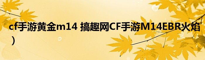 cf手游黄金m14 搞趣网CF手游M14EBR火焰）