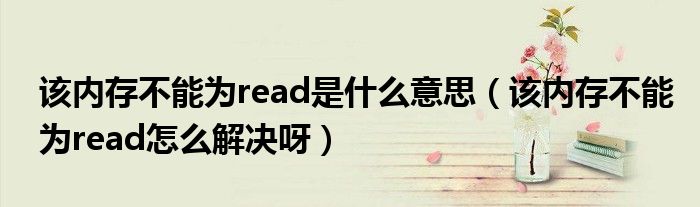 该内存不能为read是什么意思（该内存不能为read怎么解决呀）