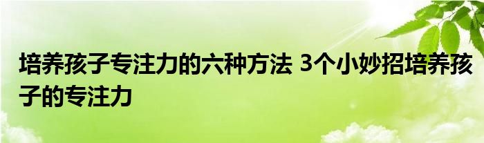 培养孩子专注力的六种方法 3个小妙招培养孩子的专注力