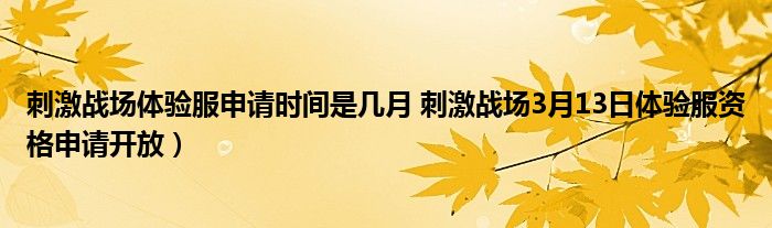 刺激战场体验服申请时间是几月 刺激战场3月13日体验服资格申请开放）