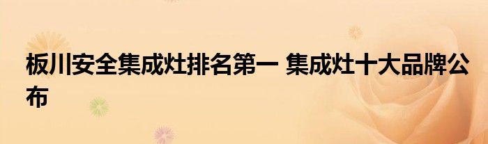 板川安全集成灶排名第一 集成灶十大品牌公布