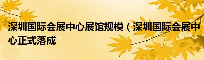 深圳国际会展中心展馆规模（深圳国际会展中心正式落成