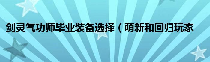 剑灵气功师毕业装备选择（萌新和回归玩家