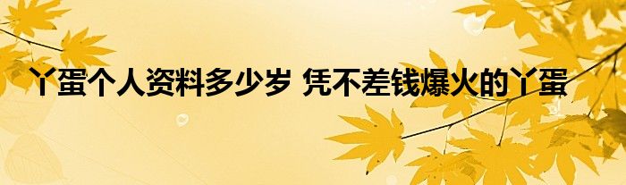 丫蛋个人资料多少岁 凭不差钱爆火的丫蛋