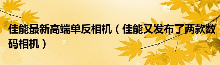 佳能最新高端单反相机（佳能又发布了两款数码相机）