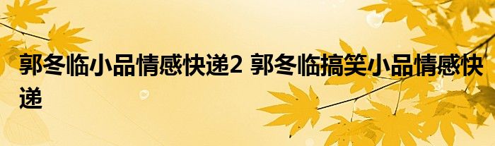 郭冬临小品情感快递2 郭冬临搞笑小品情感快递