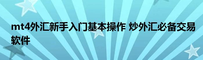 mt4外汇新手入门基本操作 炒外汇必备交易软件