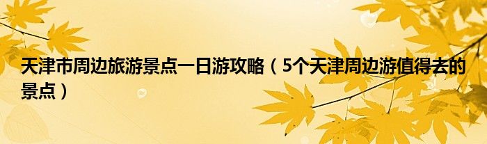 天津市周边旅游景点一日游攻略（5个天津周边游值得去的景点）