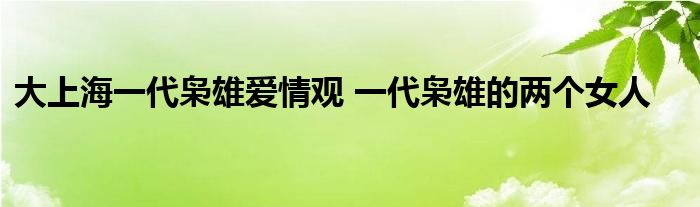 大上海一代枭雄爱情观 一代枭雄的两个女人