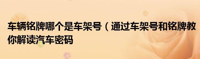 车辆铭牌哪个是车架号（通过车架号和铭牌教你解读汽车密码