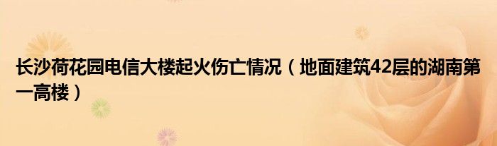 长沙荷花园电信大楼起火伤亡情况（地面建筑42层的湖南第一高楼）