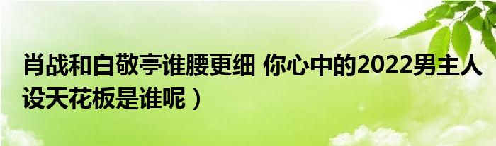 肖战和白敬亭谁腰更细 你心中的2022男主人设天花板是谁呢）