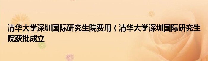 清华大学深圳国际研究生院费用（清华大学深圳国际研究生院获批成立