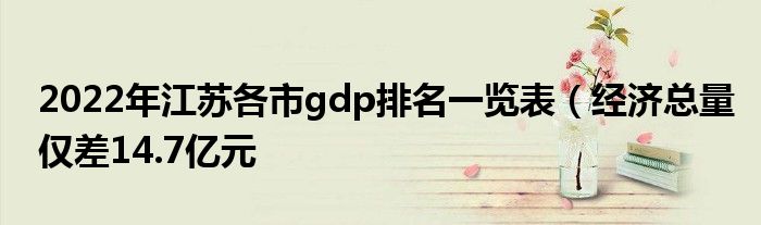 2022年江苏各市gdp排名一览表（经济总量仅差14.7亿元