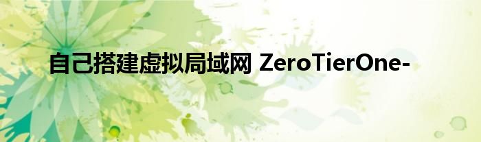 自己搭建虚拟局域网 ZeroTierOne-