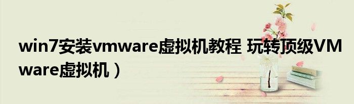 win7安装vmware虚拟机教程 玩转顶级VMware虚拟机）