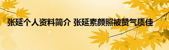 张延个人资料简介 张延素颜照被赞气质佳