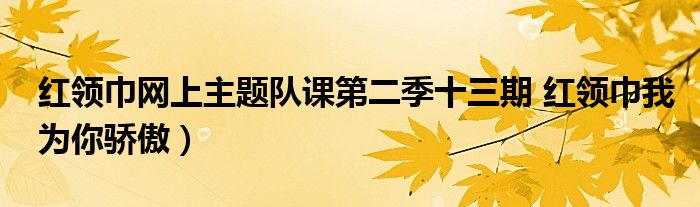 红领巾网上主题队课第二季十三期 红领巾我为你骄傲）