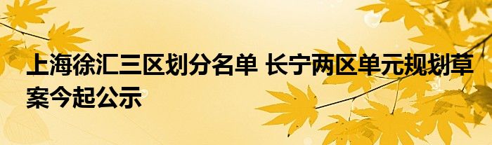 上海徐汇三区划分名单 长宁两区单元规划草案今起公示