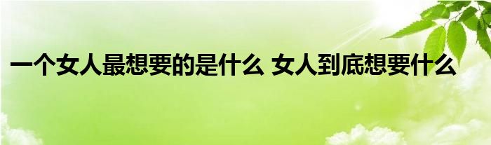 一个女人最想要的是什么 女人到底想要什么