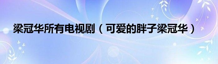 梁冠华所有电视剧（可爱的胖子梁冠华）