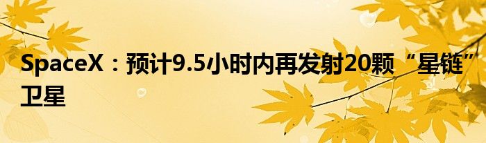 SpaceX：预计9.5小时内再发射20颗“星链”卫星