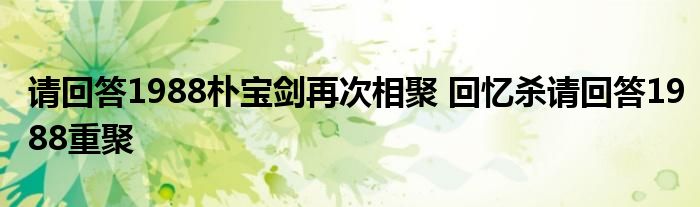 请回答1988朴宝剑再次相聚 回忆杀请回答1988重聚