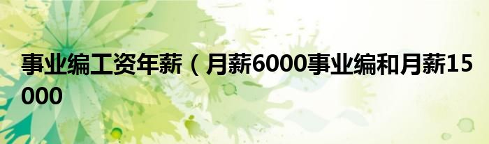 事业编工资年薪（月薪6000事业编和月薪15000