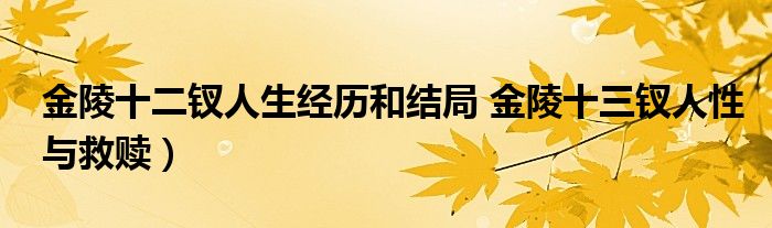 金陵十二钗人生经历和结局 金陵十三钗人性与救赎）