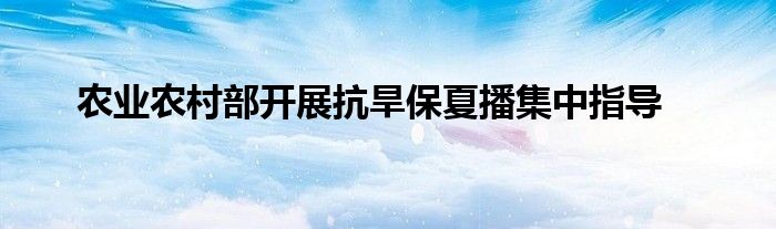 农业农村部开展抗旱保夏播集中指导