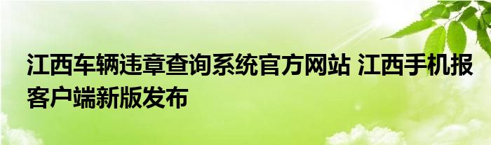 江西车辆违章查询系统官方网站 江西手机报客户端新版发布