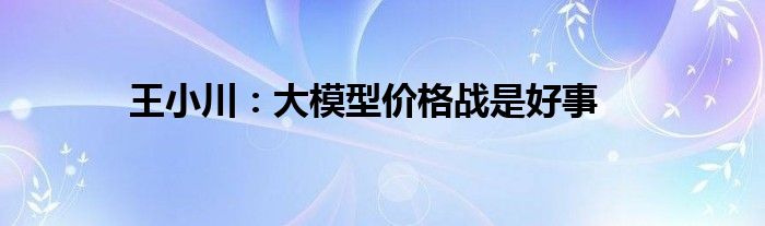 王小川：大模型价格战是好事