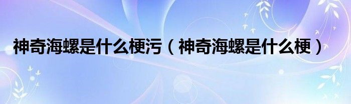 神奇海螺是什么梗污（神奇海螺是什么梗）