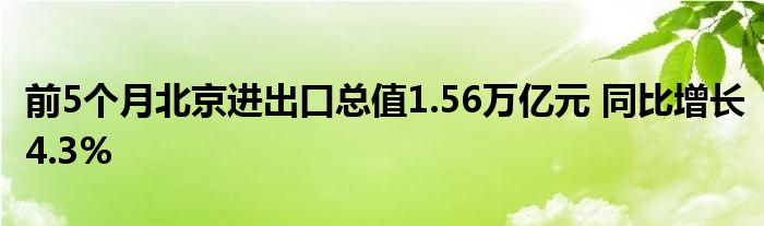 前5个月北京进出口总值1.56万亿元 同比增长4.3%