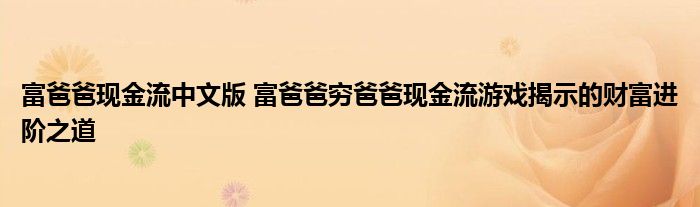 富爸爸现金流中文版 富爸爸穷爸爸现金流游戏揭示的财富进阶之道