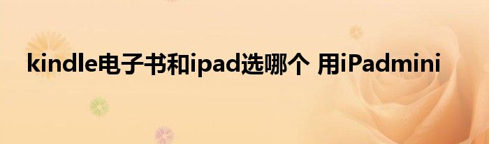 kindle电子书和ipad选哪个 用iPadmini