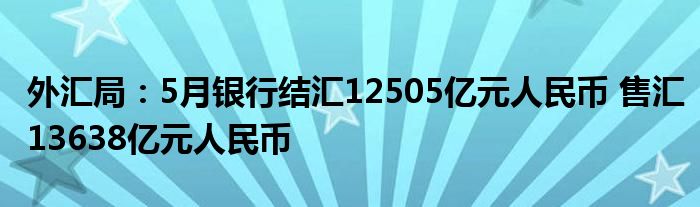 外汇局：5月银行结汇12505亿元人民币 售汇13638亿元人民币