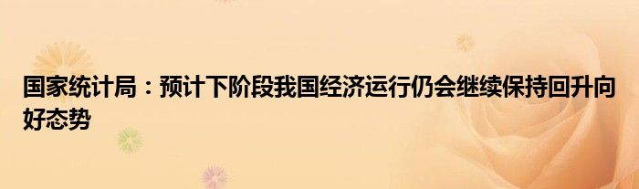 国家统计局：预计下阶段我国经济运行仍会继续保持回升向好态势