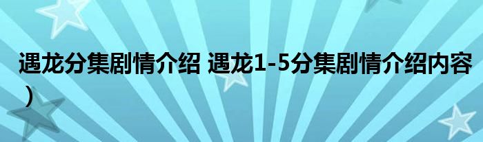 遇龙分集剧情介绍 遇龙1-5分集剧情介绍内容）