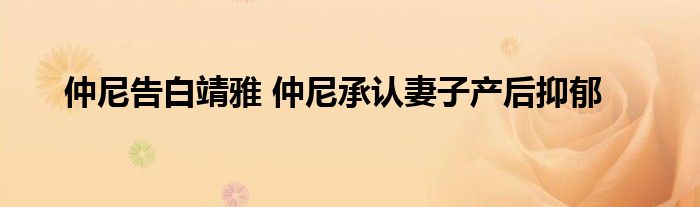 仲尼告白靖雅 仲尼承认妻子产后抑郁