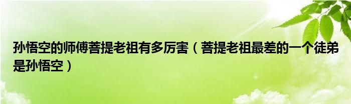 孙悟空的师傅菩提老祖有多厉害（菩提老祖最差的一个徒弟是孙悟空）