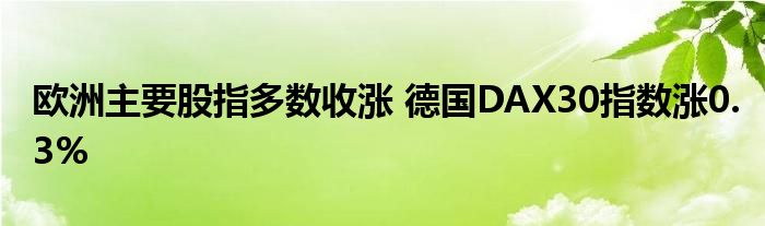 欧洲主要股指多数收涨 德国DAX30指数涨0.3%