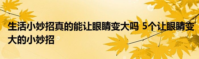 生活小妙招真的能让眼睛变大吗 5个让眼睛变大的小妙招