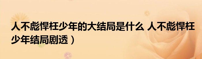 人不彪悍枉少年的大结局是什么 人不彪悍枉少年结局剧透）