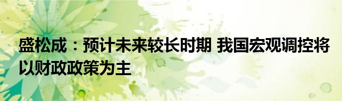 盛松成：预计未来较长时期 我国宏观调控将以财政政策为主